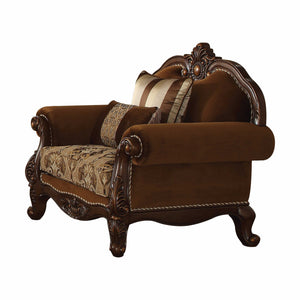Homeroots 37" Brown Velvet Damask Club Chair   347241