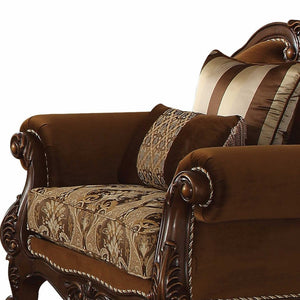 Homeroots 37" Brown Velvet Damask Club Chair   347241