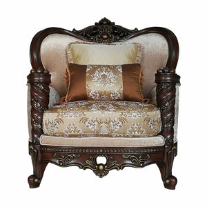 Homeroots 37" Beige And Brown Fabric Floral Club Chair   347245
