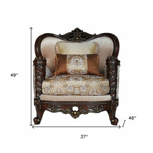 Homeroots 37" Beige And Brown Fabric Floral Club Chair   347245