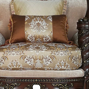Homeroots 37" Beige And Brown Fabric Floral Club Chair   347245