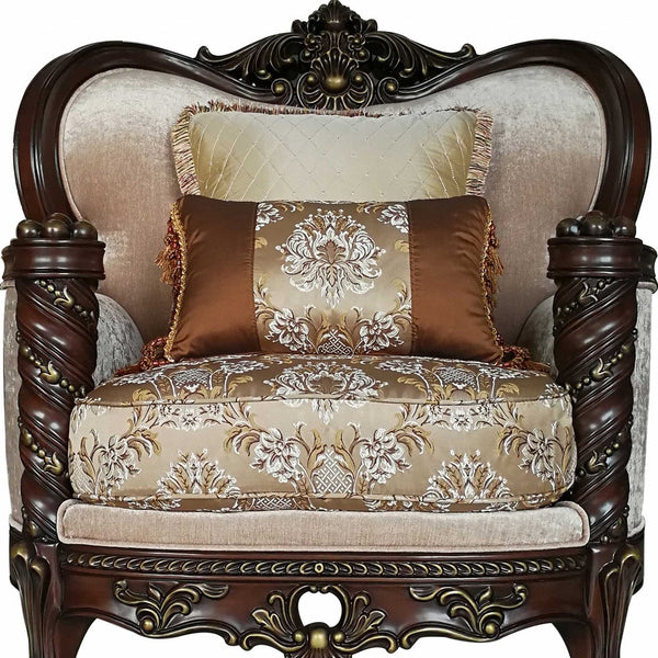 Homeroots 37" Beige And Brown Fabric Floral Club Chair   347245