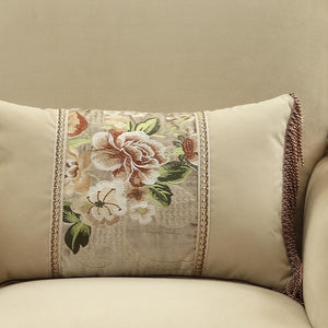 Homeroots 33" Beige And Gold Arm Chair And Toss Pillow   347249