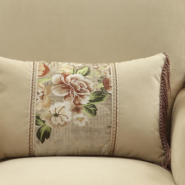 Homeroots 33" Beige And Gold Arm Chair And Toss Pillow   347249