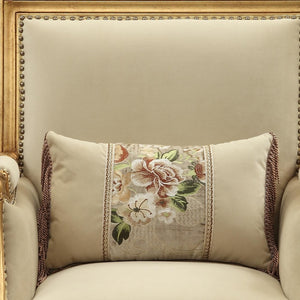 Homeroots 33" Beige And Gold Arm Chair And Toss Pillow   347249