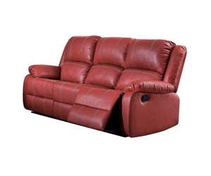 Homeroots 81" Red Faux Leather Reclining Sofa With Black Legs   347256