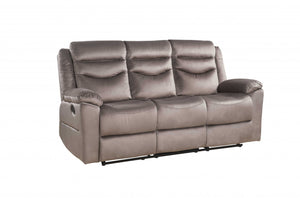 Homeroots 78" Brown Velvet Reclining Sofa With Black Legs   347270