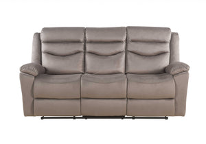 Homeroots 78" Brown Velvet Reclining Sofa With Black Legs   347270