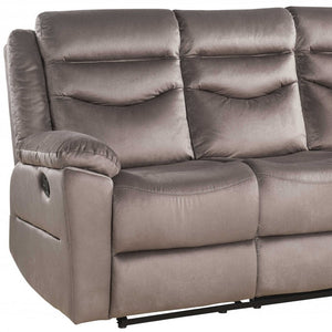Homeroots 78" Brown Velvet Reclining Sofa With Black Legs   347270
