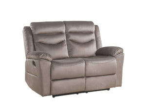 HomeRoots 57" Brown Velvet Manual Reclining Love Seat - Luxurious Comfort for Cozy Spaces, Perfect for Two! 347271