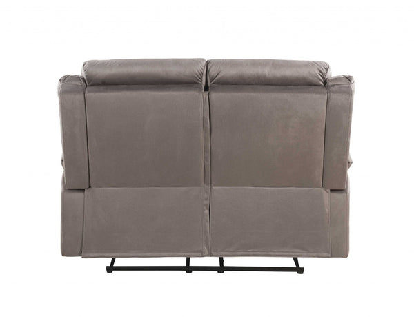 HomeRoots 57" Brown Velvet Manual Reclining Love Seat - Luxurious Comfort for Cozy Spaces, Perfect for Two! 347271