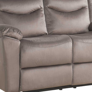 HomeRoots 57" Brown Velvet Manual Reclining Love Seat - Luxurious Comfort for Cozy Spaces, Perfect for Two! 347271