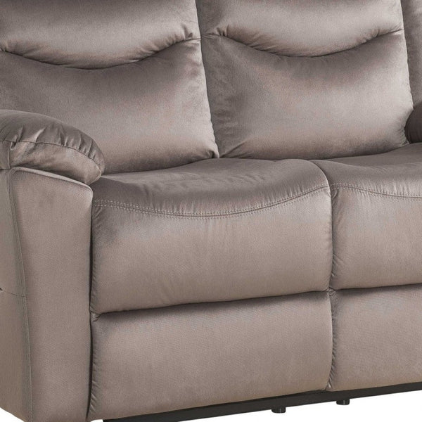 HomeRoots 57" Brown Velvet Manual Reclining Love Seat - Luxurious Comfort for Cozy Spaces, Perfect for Two! 347271