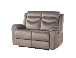 HomeRoots 57" Brown Velvet Manual Reclining Love Seat - Luxurious Comfort for Cozy Spaces, Perfect for Two! 347271