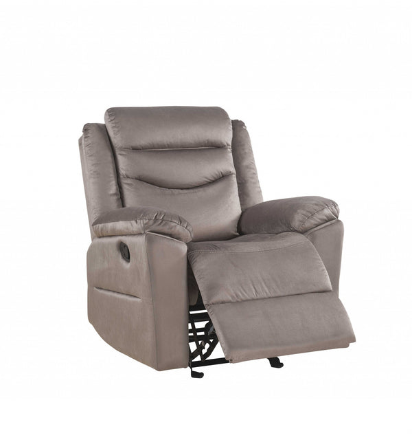 Homeroots 37" Brown Velvet Recliner   347272