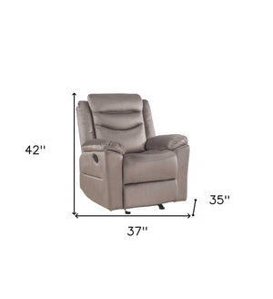 Homeroots 37" Brown Velvet Recliner   347272