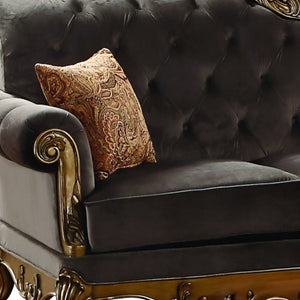 Homeroots 41" Charcoal Fabric Sofa With Champagne Legs   347273