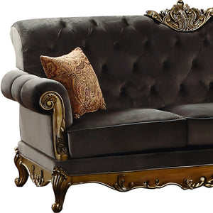 Homeroots 41" Charcoal Fabric Sofa With Champagne Legs   347273