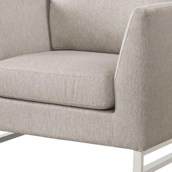 HomeRoots 35" Elegant Beige and White Linen Arm Chair - Modern Comfort, Durable Design for Any Space 347286