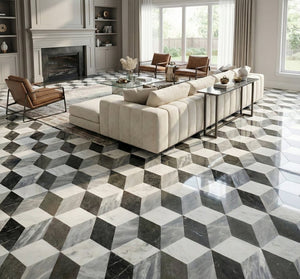 English Elm Hexagon Carrara Gray Polished Marble Floor Wall Tile Spa Inspired Natural Stone W1696P262340