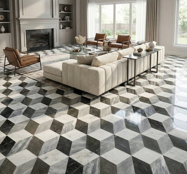 English Elm Hexagon Carrara Gray Polished Marble Floor Wall Tile Spa Inspired Natural Stone W1696P262340