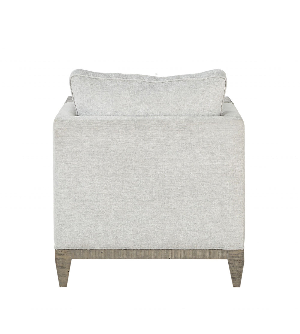 Homeroots 38" X 33" X 35" Fabric Salvaged Natural Upholstery Wood Leg Chair   347293