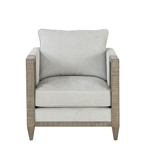 Homeroots 38" X 33" X 35" Fabric Salvaged Natural Upholstery Wood Leg Chair   347293