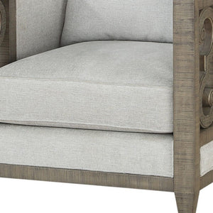 HomeRoots 38" Elegant Natural and Gray Fabric Arm Chair - Modern Comfort with Removable Cushions & Style 347293