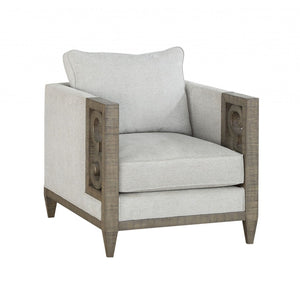 HomeRoots 38" Elegant Natural and Gray Fabric Arm Chair - Modern Comfort with Removable Cushions & Style 347293