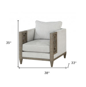 HomeRoots 38" Elegant Natural and Gray Fabric Arm Chair - Modern Comfort with Removable Cushions & Style 347293