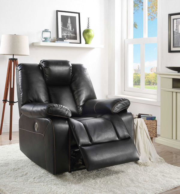 Homeroots 39" X 39" X 43" Black Leather-aire Upholstery Recliner (Power Motion)   347295