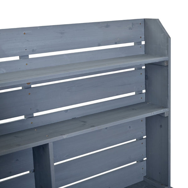 English Elm (assembly Video) Topmax Solid Fir Outdoor Potting Bench Grill Cart with Hutch Storage Gray N717P404333E