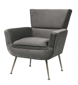 Homeroots 29" X 32" X 36" Gray Velvet Upholstery Metal Leg Accent Chair   347301