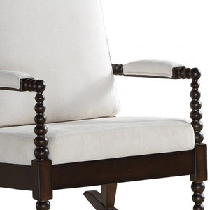 HomeRoots 25" Cream Fabric Upholstered Rocking Chair with Walnut Wood Frame - Timeless Comfort & Style 347302