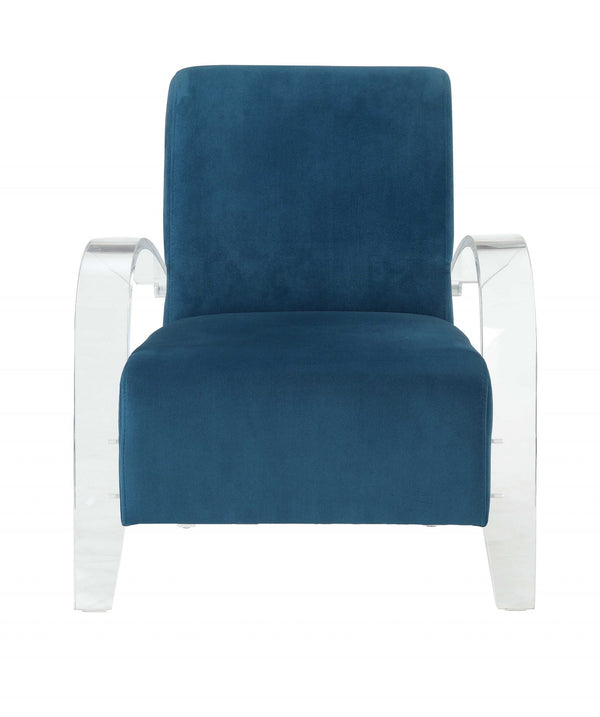 Homeroots Teal Velvet Clear Arm Accent Chair   347306