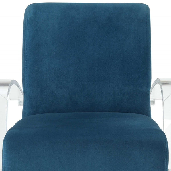 HomeRoots 30" Blue Velvet Arm Chair - Elegant Modern Design with Comfortable Cushions & Sleek Acrylic Legs 347306