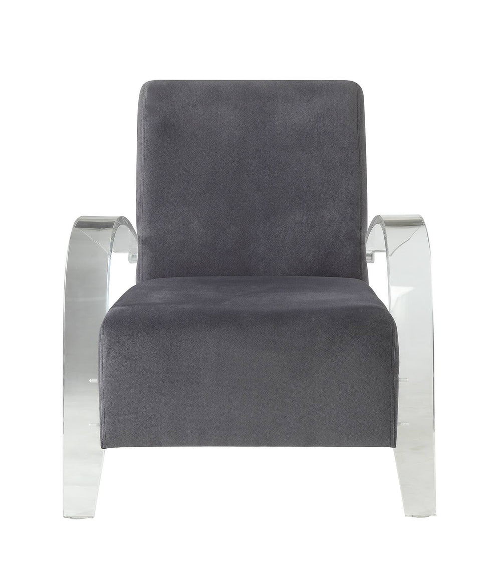 Homeroots 30" X 31" X 36" Charcoal Clear Acrylic Upholstery Acrylic Accent Chair   347307