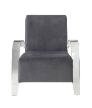 Homeroots 30" X 31" X 36" Charcoal Clear Acrylic Upholstery Acrylic Accent Chair   347307