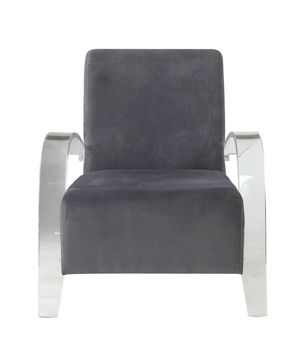 Homeroots 30" X 31" X 36" Charcoal Clear Acrylic Upholstery Acrylic Accent Chair   347307