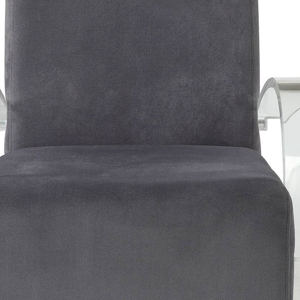 HomeRoots 30" Charcoal Velvet Arm Chair with Champagne Legs - Modern Elegance for Living Rooms & Offices 347307