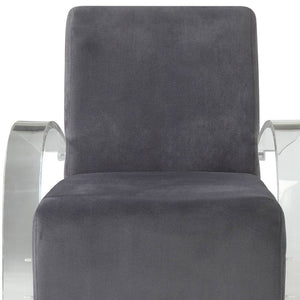 HomeRoots 30" Charcoal Velvet Arm Chair with Champagne Legs - Modern Elegance for Living Rooms & Offices 347307