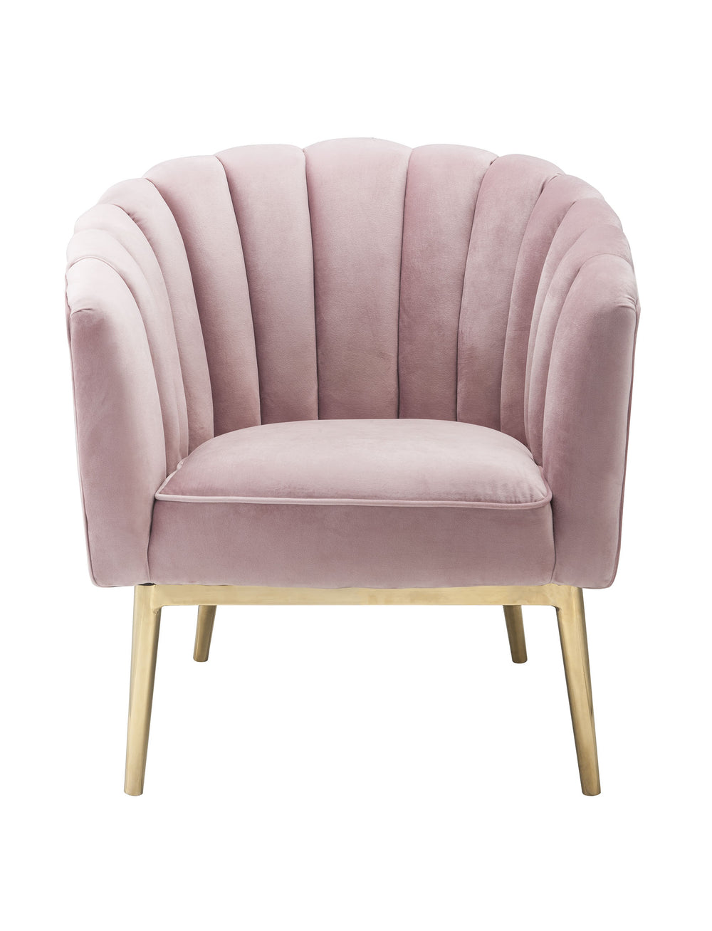 Homeroots 31" Pink And Copper Velvet Tufted Barrel Chair   347308