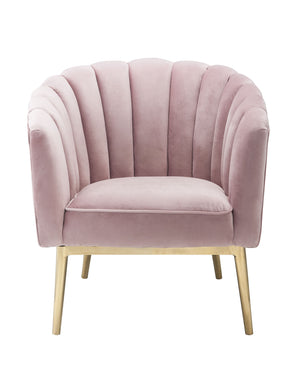 Homeroots 31" Pink And Copper Velvet Tufted Barrel Chair   347308