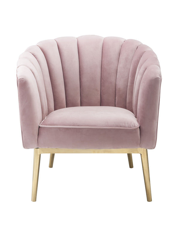 Homeroots 31" Pink And Copper Velvet Tufted Barrel Chair   347308