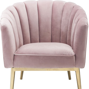 Homeroots 31" Pink And Copper Velvet Tufted Barrel Chair   347308