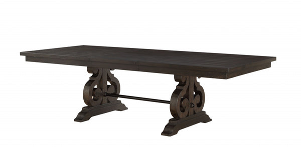 Homeroots 104" Brown Solid Wood Trestle Base Dining Table   347314