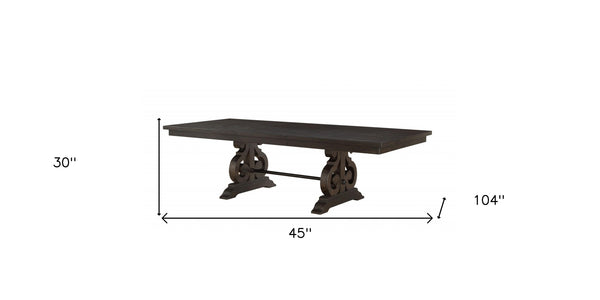 Homeroots 104" Brown Solid Wood Trestle Base Dining Table   347314