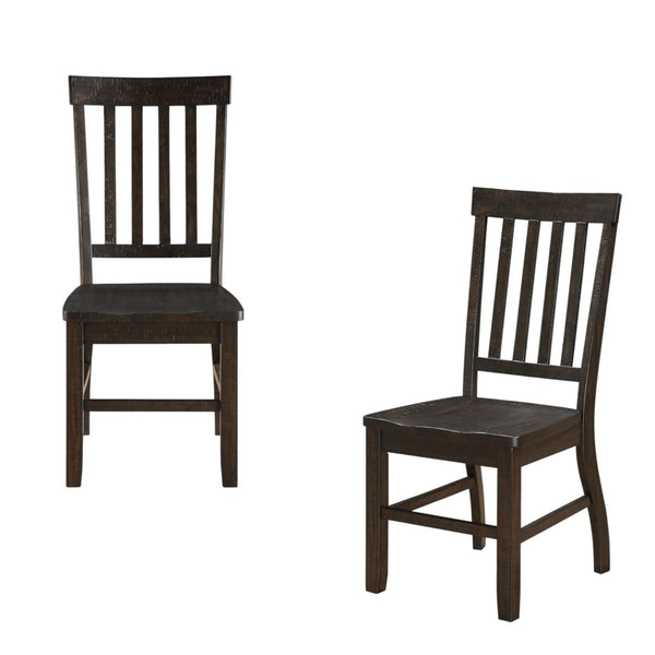 HomeRoots Set of Two Rustic Brown Wood Ladder Back Dining Chairs - Versatile, Vintage Style Accent Seating 347315