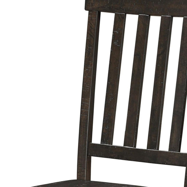 HomeRoots Set of Two Rustic Brown Wood Ladder Back Dining Chairs - Versatile, Vintage Style Accent Seating 347315
