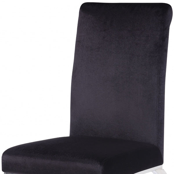 Homeroots Set Of Two Black And Silver Upholstered Fabric Dining Side Chairs  Metal 347318